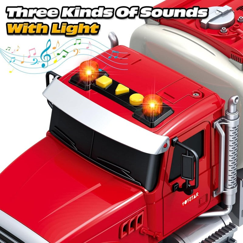 Toy Oil Tanker Truck with Sound Lights and Water Spray for Boys and Girls Ages 34