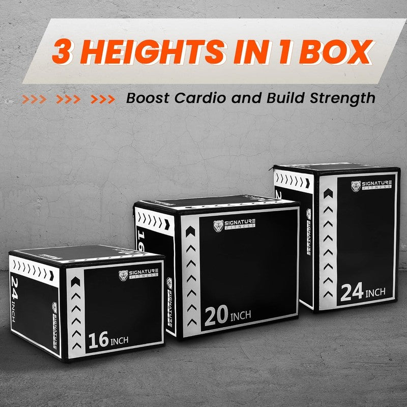 3-in-1 Foam Plyometric Jump Box 16x20x24" Home Gym Workout1