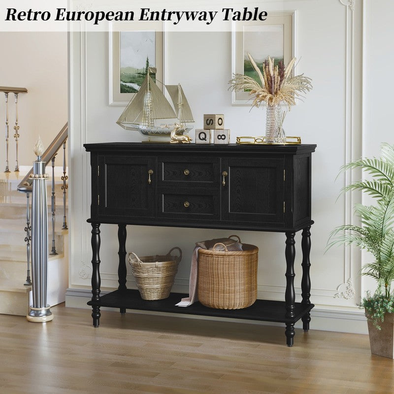 42” Farmhouse Modern Console Table Entryway w/ Storage Shelf Black4