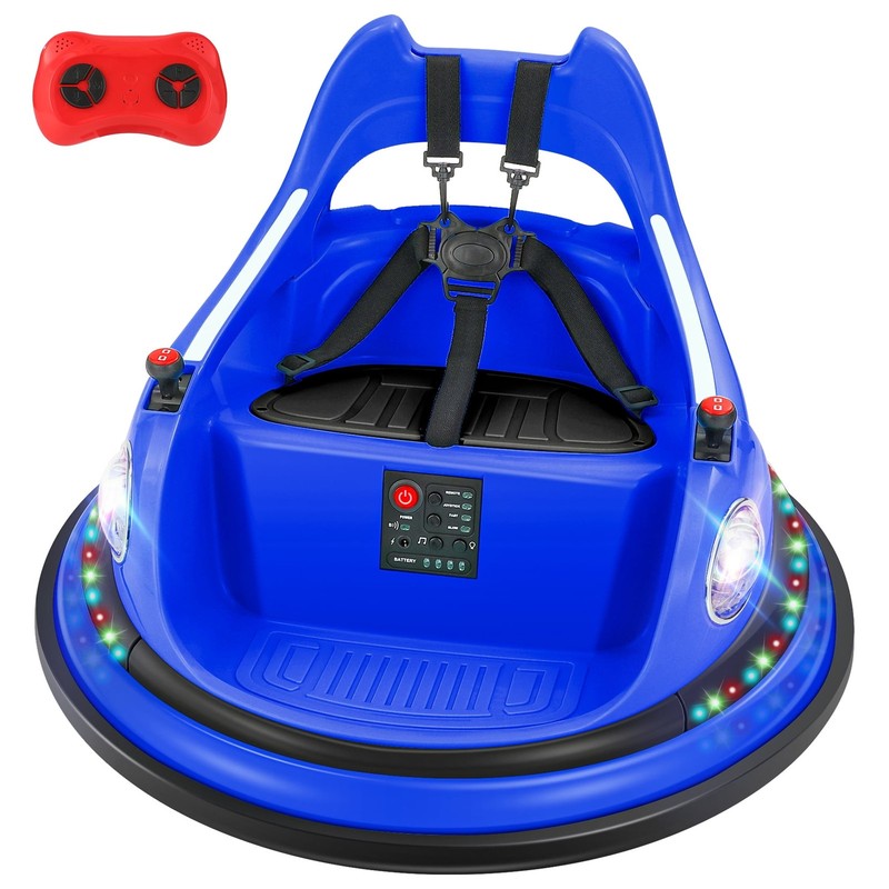 12V Blue Toddler Bumper Car Ride-On 360° Spin Remote Control with 5 LED Lights8