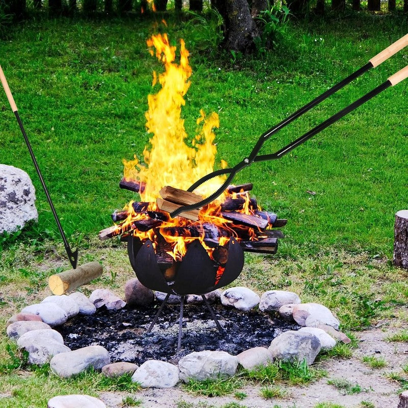 42" Fire Tongs & Poker Set – Heavy Duty Log Grabbers for Fire Pit, 1