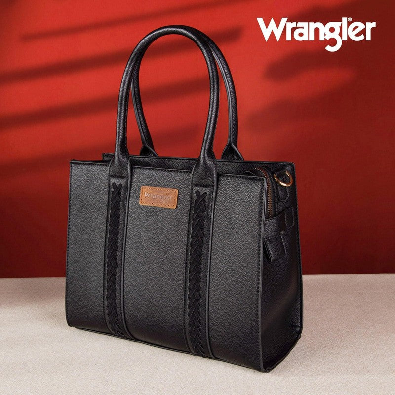 Wrangler 3Pc Handbag Set Tote Shoulder Bag Wallet Black Women Purse3