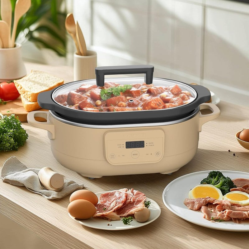 6QT Programmable Slow Cooker w/ Nonstick Pot Keep Warm Brown1