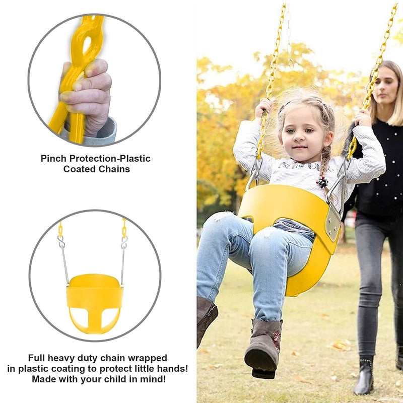 Baby Swing High Back Toddler Bucket Seat w/ Coated Chains & Carabiners, Yellow2