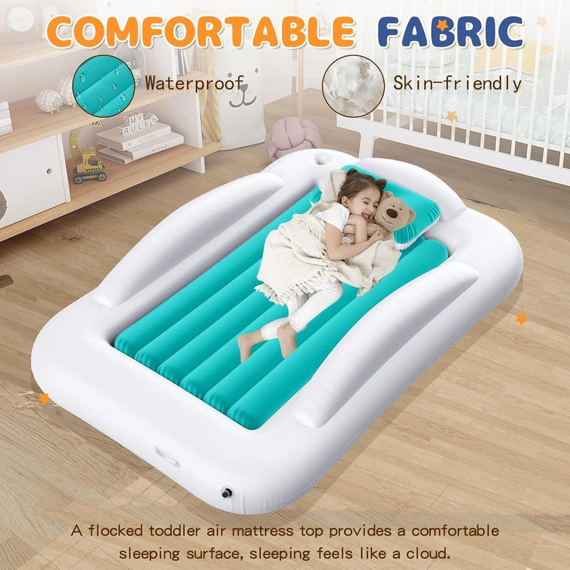 Inflatable Toddler Travel Bed with Safety Sides, 60" Kids Air Mattress & Pump4