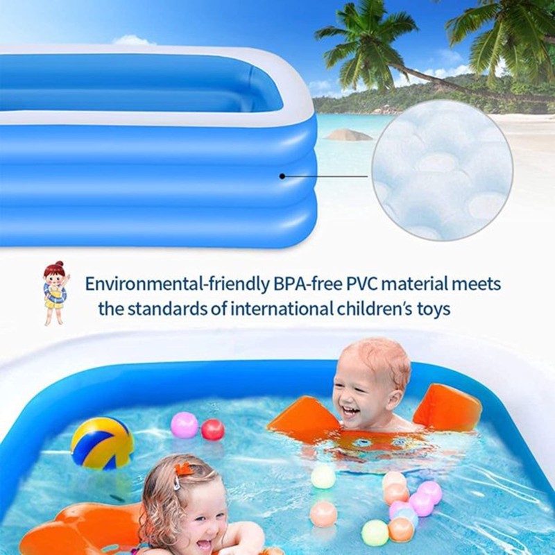 Inflatable Pools Kiddie Pool, 71" X 47" X 24" Indoor Rectangle Swimming Pool for2