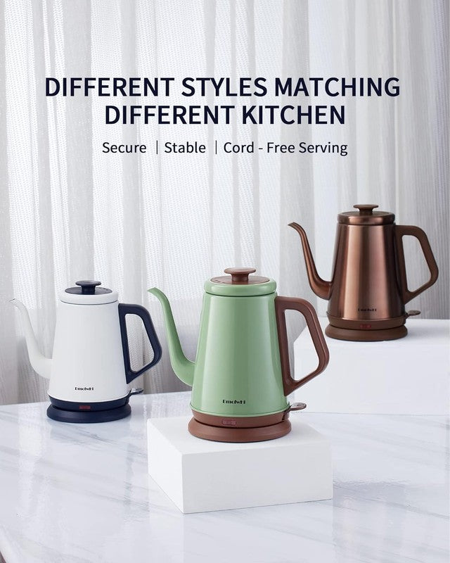 Gooseneck Electric Kettle 1L 1000W Stainless Steel Auto Shut Off White7