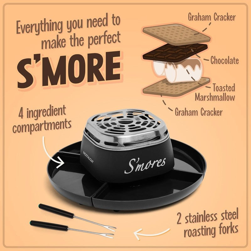 Electric S'Mores Maker, 4 Trays, Roasting Sticks, Indoor Tabletop, Black3