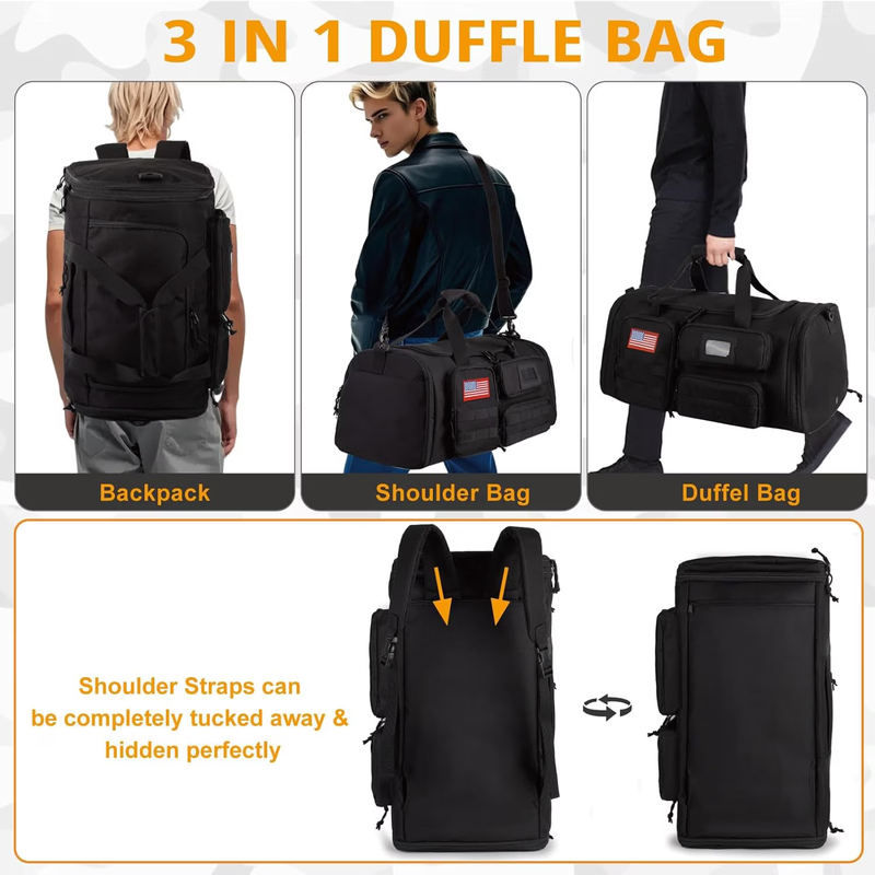 58L 3 in 1 Expandable Gym Duffle Bag Travel Backpack Shoe Comp Water Resist4