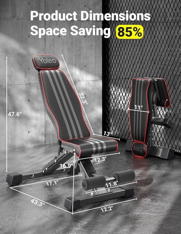 Adjustable Weight Bench 660LB Foldable Incline Decline Flat Bench Mat7