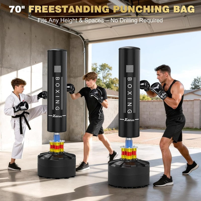 70in Freestanding Punching Bag w Gloves Heavy Boxing Kickboxing MMA2