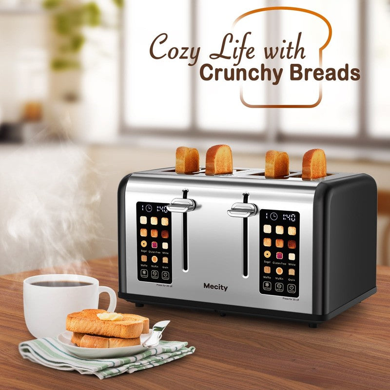 4-Slice Touchscreen Toaster Stainless Steel 6 Browning Wide Slots Black6
