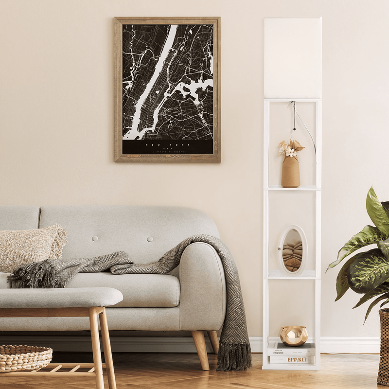 63" White LED Floor Lamp with Shelves, Modern Standing Lamp w/ Storage11