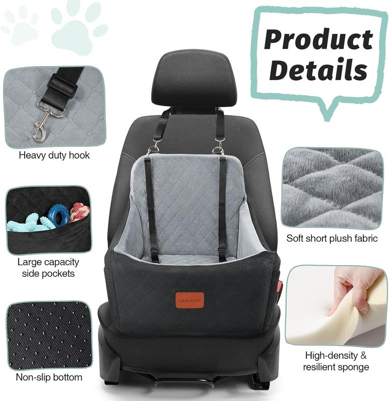 Dog Car Seat up to 35lbs Washable Memory Foam Anti Slip Black/Grey Medium1