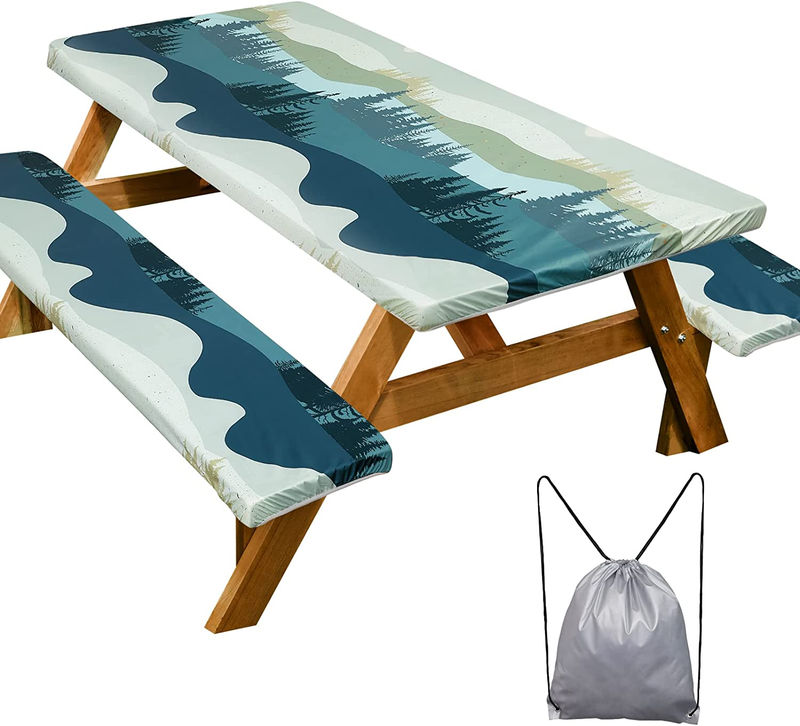 Picnic Table Cover with Bench Covers Camping Essentials Waterproof Windproof Cam7
