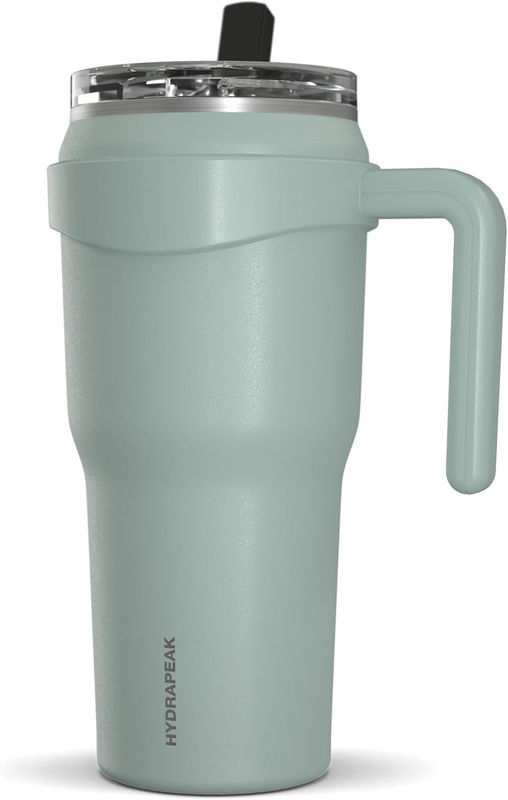 40oz Stainless Steel Tumbler w/ Handle Straw Lid Insulated Pale Sage8
