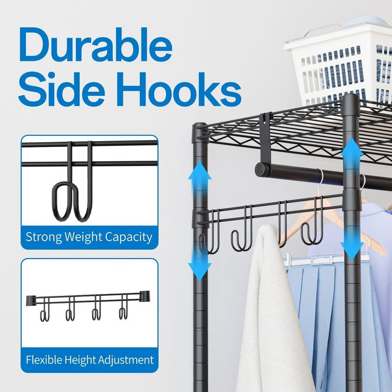 Portable Freestanding Closet Organizer Clothes Rack with Shelves & Rods6