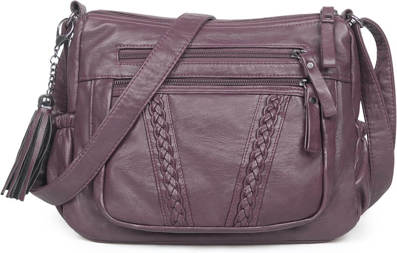 Women Crossbody Bag Tassel PU Leather Shoulder Handbag Purse Pocketbook10