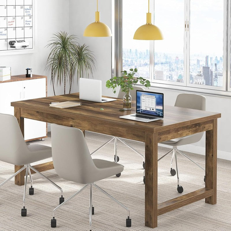 63x31.5'' Modern Computer Desk Large Office Writing Desk Brown Wood2