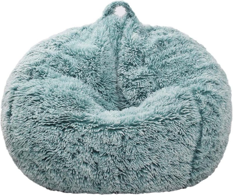 Fluffy Bean Bag Chair for Kids 2.5FT Memory Foam Faux Fur Dark Green7