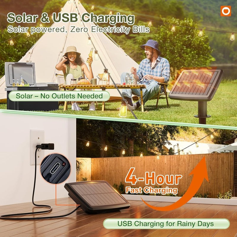54FT Solar String Lights with Remote, 15 Shatterproof Bulbs, 3 Modes3