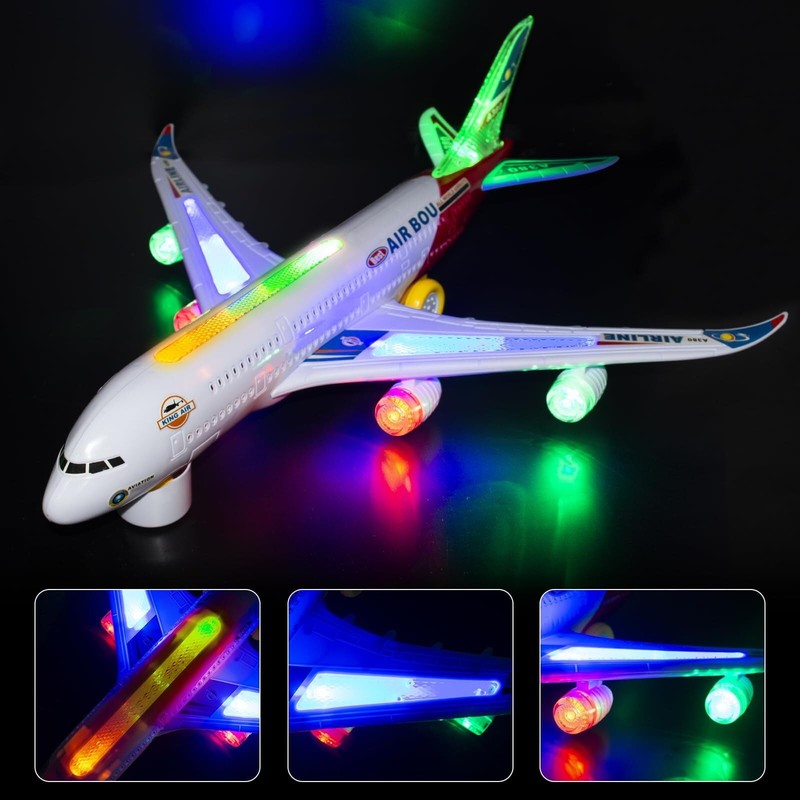 Airplane Toys for Kids, Bump and Go Action, Toddler Toy Plane with LED Flashing 1