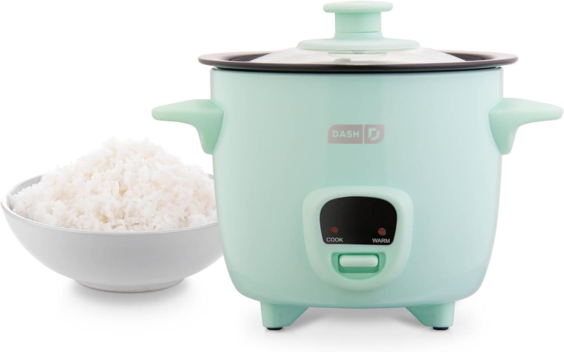 Mini Rice Cooker .5Qt Steamer Nonstick Pot Keep Warm Function Aqua6