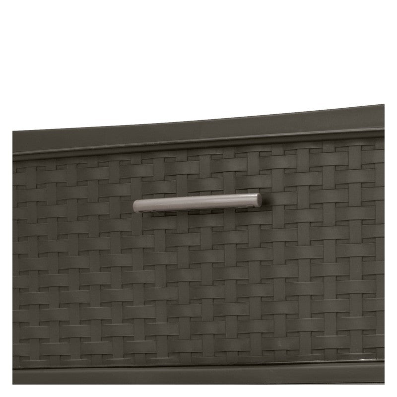 3 Drawer Wide Weave Tower, Plastic Décor Drawers with Pull Handles, Brown5