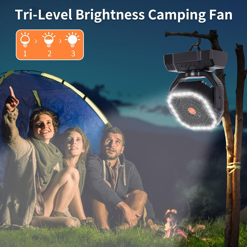 Portable Outdoor Fan 20000mAh Rechargeable Oscillating Tent Fan Black2