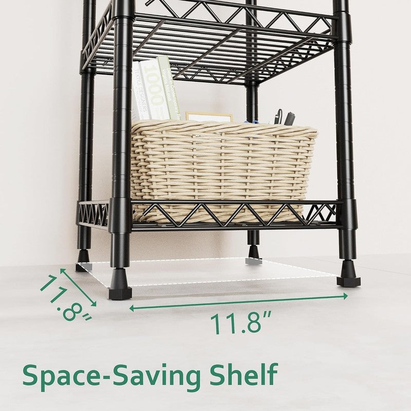 5 Tier Adjustable Metal Shelving Unit for Laundry, Kitchen, Bathroom   Black5