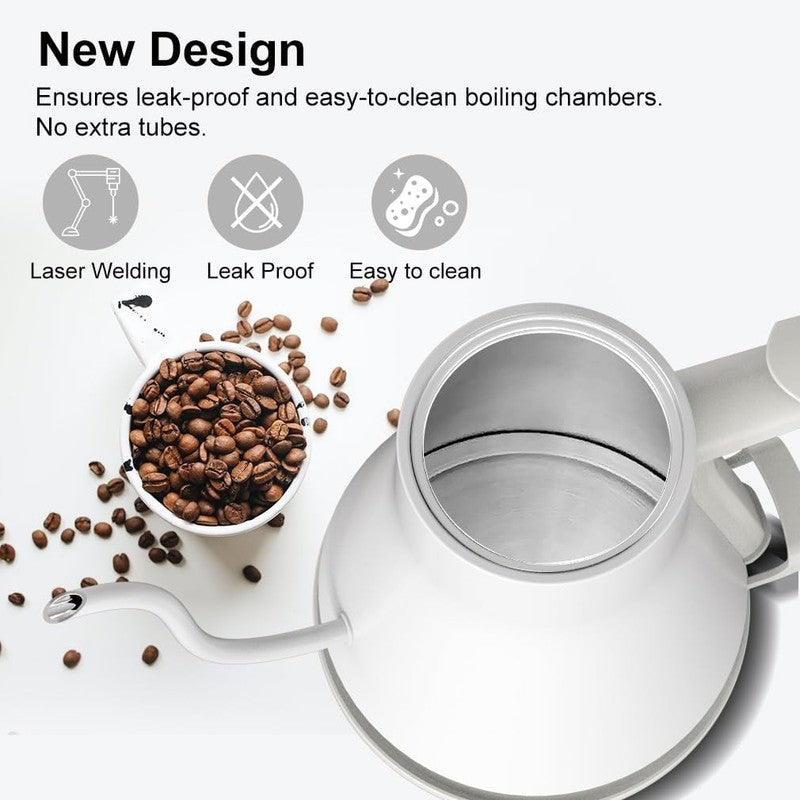 Gooseneck Electric Kettle 0.8L Stainless Steel Auto Off Boil Dry Matte White2