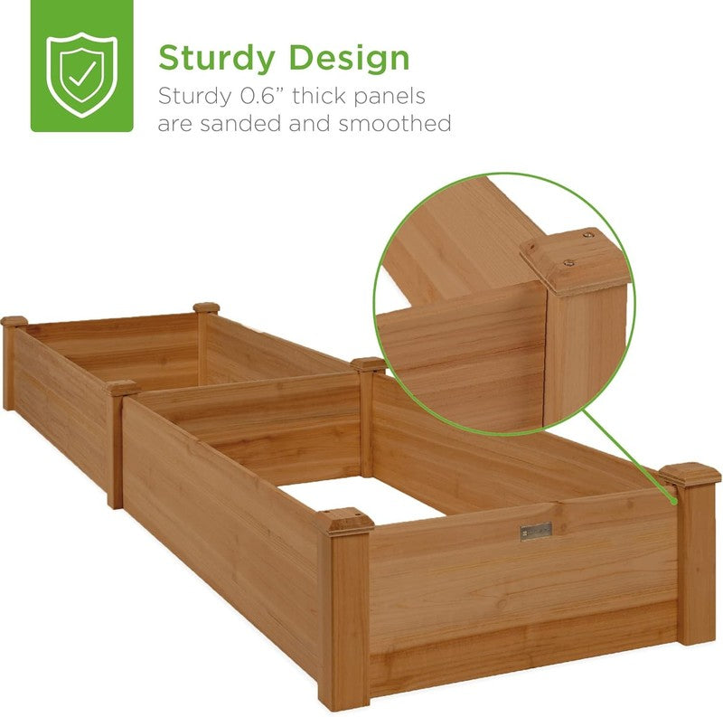 8FT Outdoor Wooden Raised Garden Bed Planter - Acorn Brown for Vegetables4