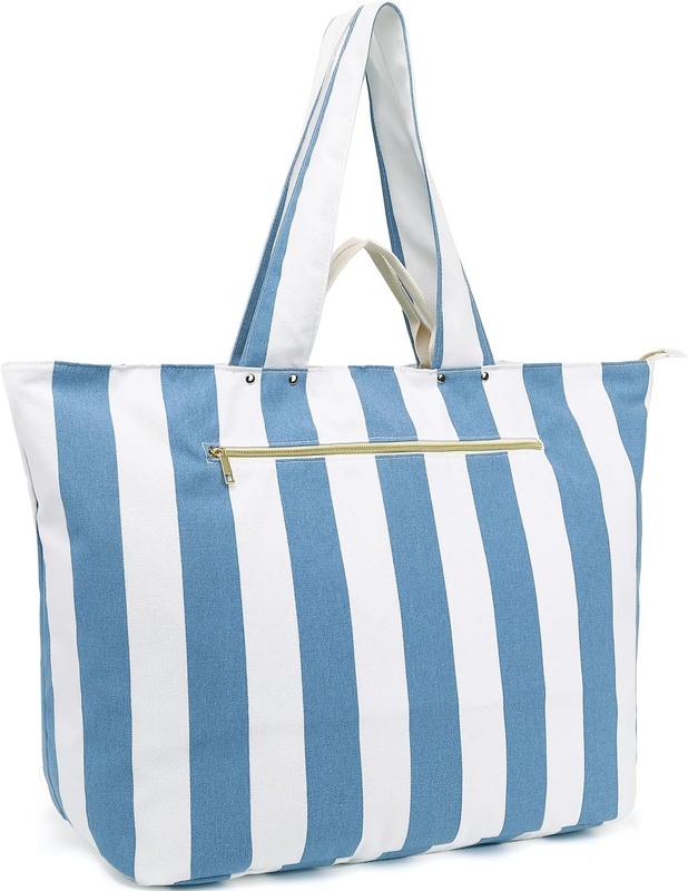 Large Waterproof Beach Tote Bag Canvas Pool Travel Bag Wet Pocket0