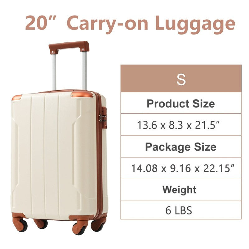 Carry on Luggage, Lightweight Durable ABS Suitcases with Double Wheels, Expandab4