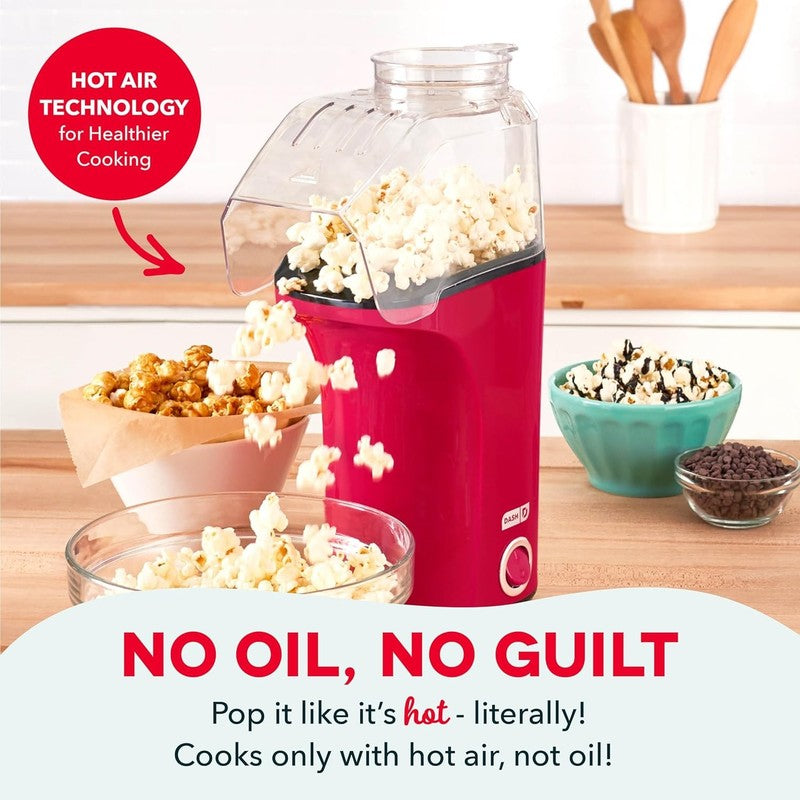 Fresh Pop Popcorn Maker   Oil Free, Air Popcorn Popper   with Measuring Cup & Re3