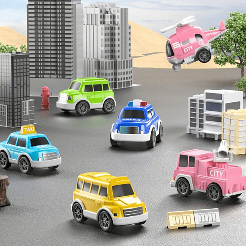Toddler Storage  Big Truck Toys for Kids Baby Big Inertia Car Toys with 6 Car fo3
