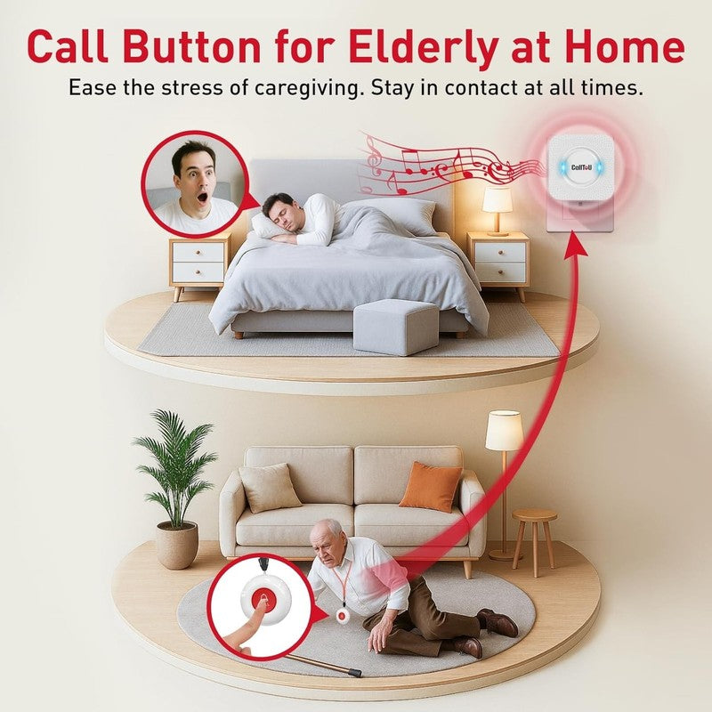 Wireless Caregiver Pager Smart Monitoring System Alert Buttons Hand Call Bell fo8
