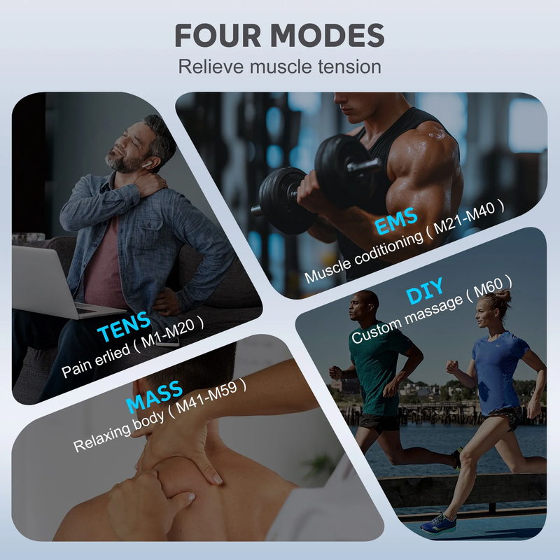 TENS Unit Rechargeable Muscle Stimulator EMS 4 Channels with 10 Reusable Electro2