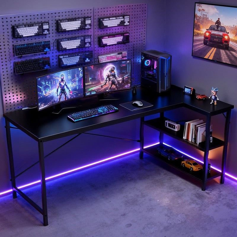 L Shaped Computer Desk, 47 Inch Corner Desk Gaming Table Writing Study Workstati6