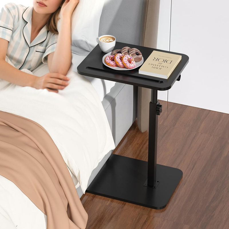 C Table Sofa Side Tray Black Swivel Adjustable Height Laptop Desk Tablet Holder2