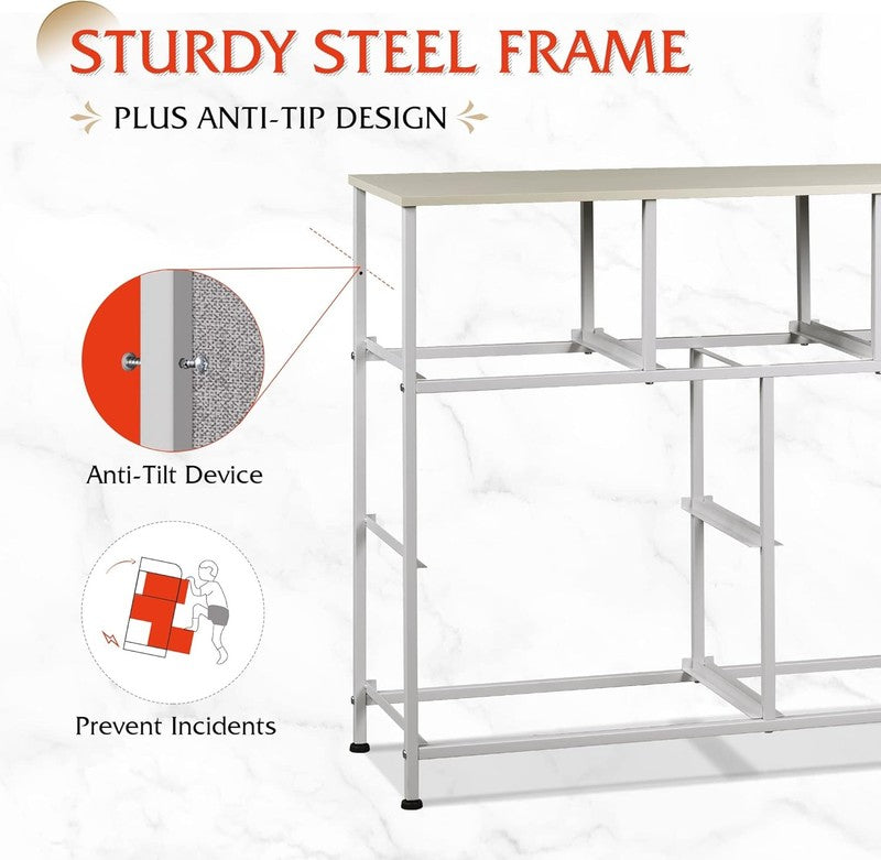 7 Drawer TV Stand Dresser Light Grey Metal Frame Wood Top Storage Chest6