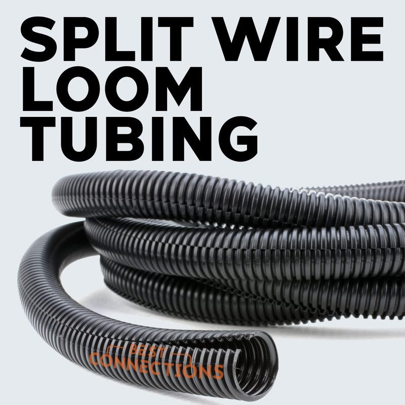 3-Pack Assorted Split Wire Loom Tubing - 1/4", 3/8", 1/2" x 20 Ft - Black1