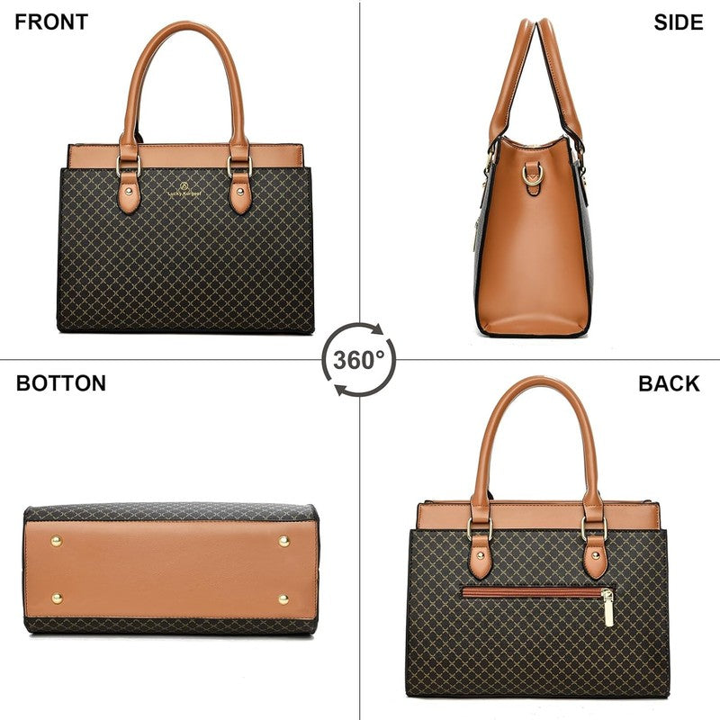 Women Handbags Purses Leather Dual-Tone Tote Shoulder Top Handle Satchel Bag3