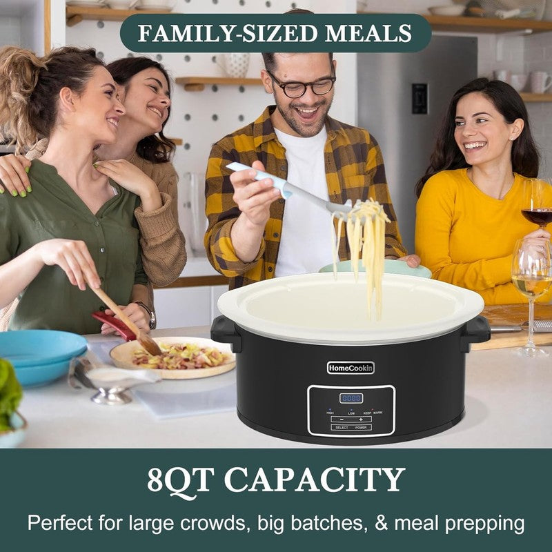 8Qt Programmable Slow Cooker Timer Keep Warm 6+ Servings Black5
