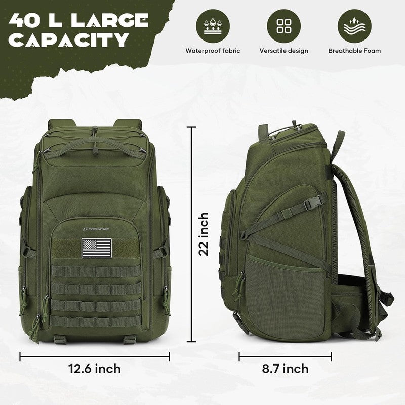 Tactical Backpack 40L Men Water Resistant Hiking Camping Gym Molle Army Green4