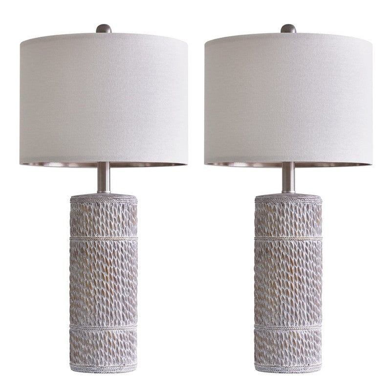 Set of 2 25.5" Farmhouse Table Lamps Resin Retro for Bedroom & Living Room7