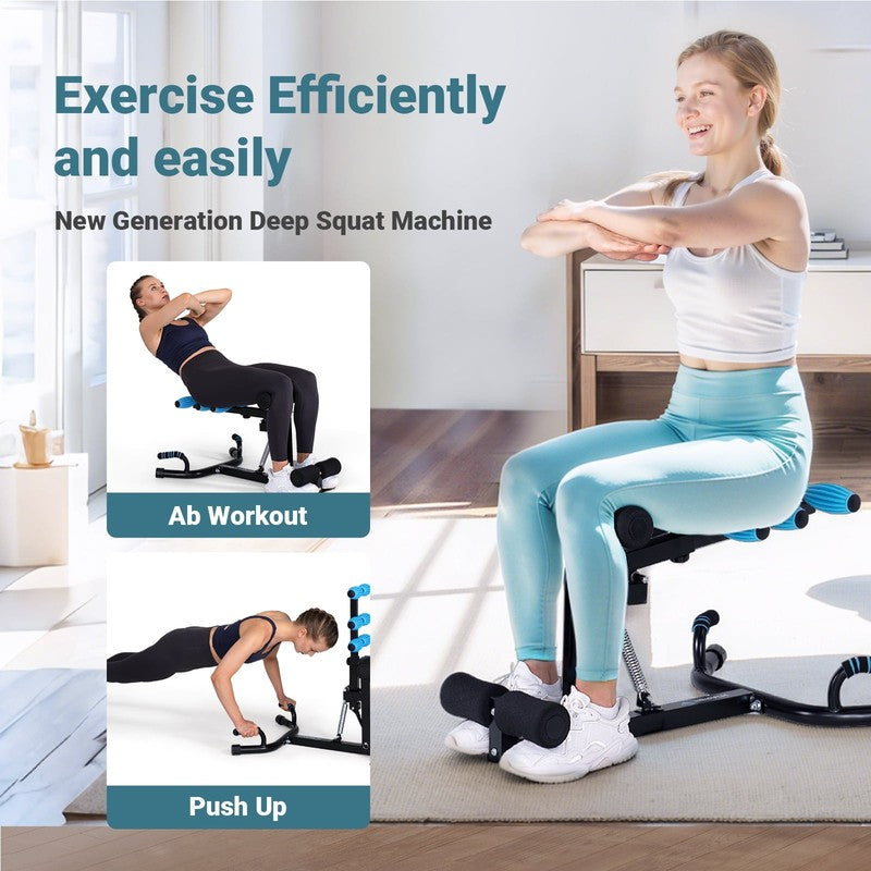 Adjustable Glutes Trainer & Deep Squat Machine - Core Leg Strengthener for Gym W5