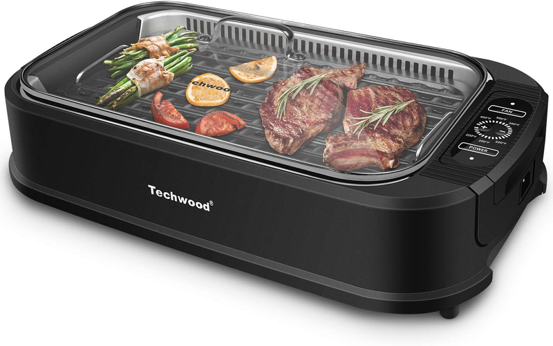 1500W Smokeless Indoor Electric Grill Nonstick BBQ Glass Lid Black10