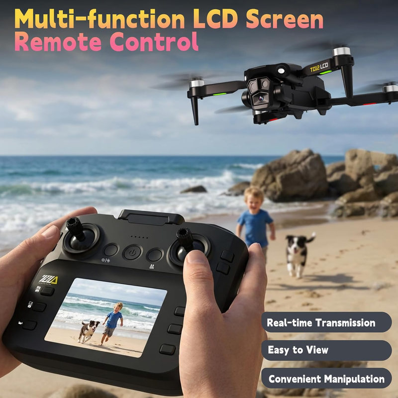 Drone w/ Camera FPV LCD Screen Foldable Brushless Motor UHD Quadcopter2