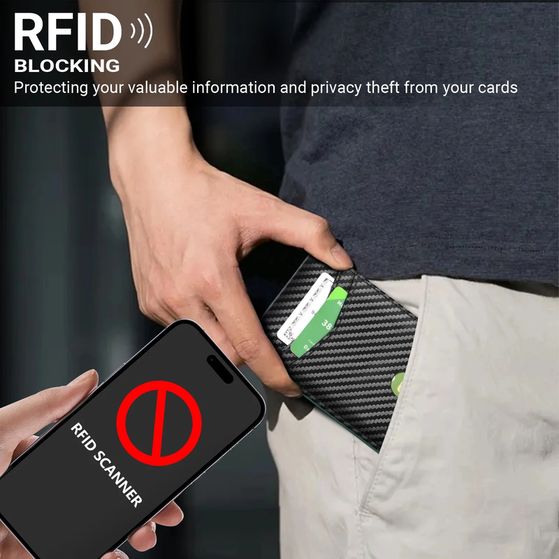 Men's Slim Leather RFID Blocking Bifold Wallet 2 ID Windows Holds 15 Cards6